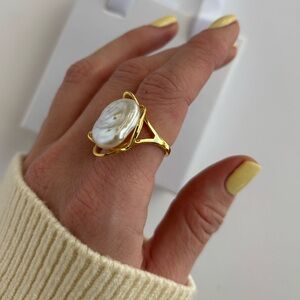 51 PEARL RING GOLD RING Gold plated jewelry